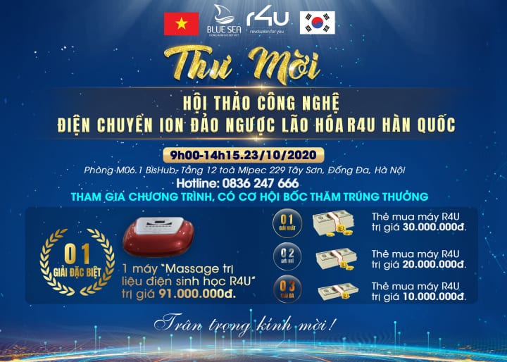 Thư mời sự kiện hội thảo công nghệ điện chuyển ion đảo ngược lão hóa R4U Hàn Quốc.