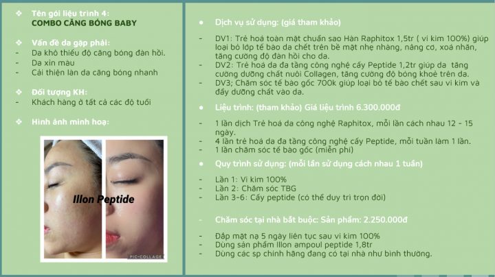 Liệu trình combo căng bóng da baby.